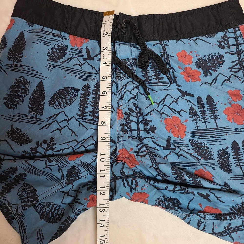 Hippy Tree Men's Shorts Size 30 Beach Drawstring Pocket Stretch Nature Print - Picture 12 of 14